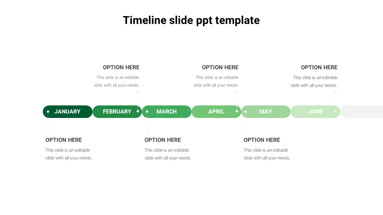 Timeline slide ppt template-green